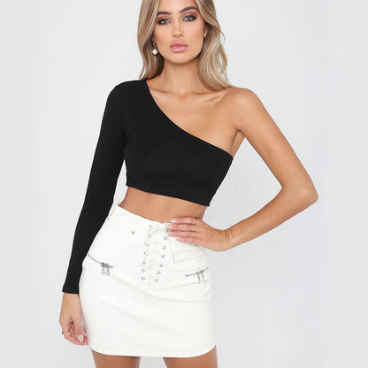 One-shoulder crop top