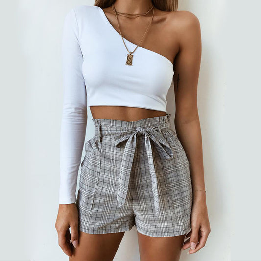 One-shoulder crop top